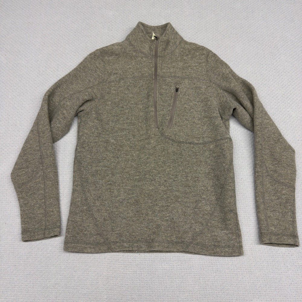 Ibex Merino Wool Sweater Mens Medium Beige Quarter Zip Knit Cozy Casual